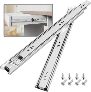 1 Pair Full Extension Ball Bearing Drawer Slides 8 10 12 14 16 18 20 22 24 Inch 100 LB Load Capacity Side Mount File Cabinet Rails Dresser Metal Runner Trash Can Kitchen (14 inch, Sliver)