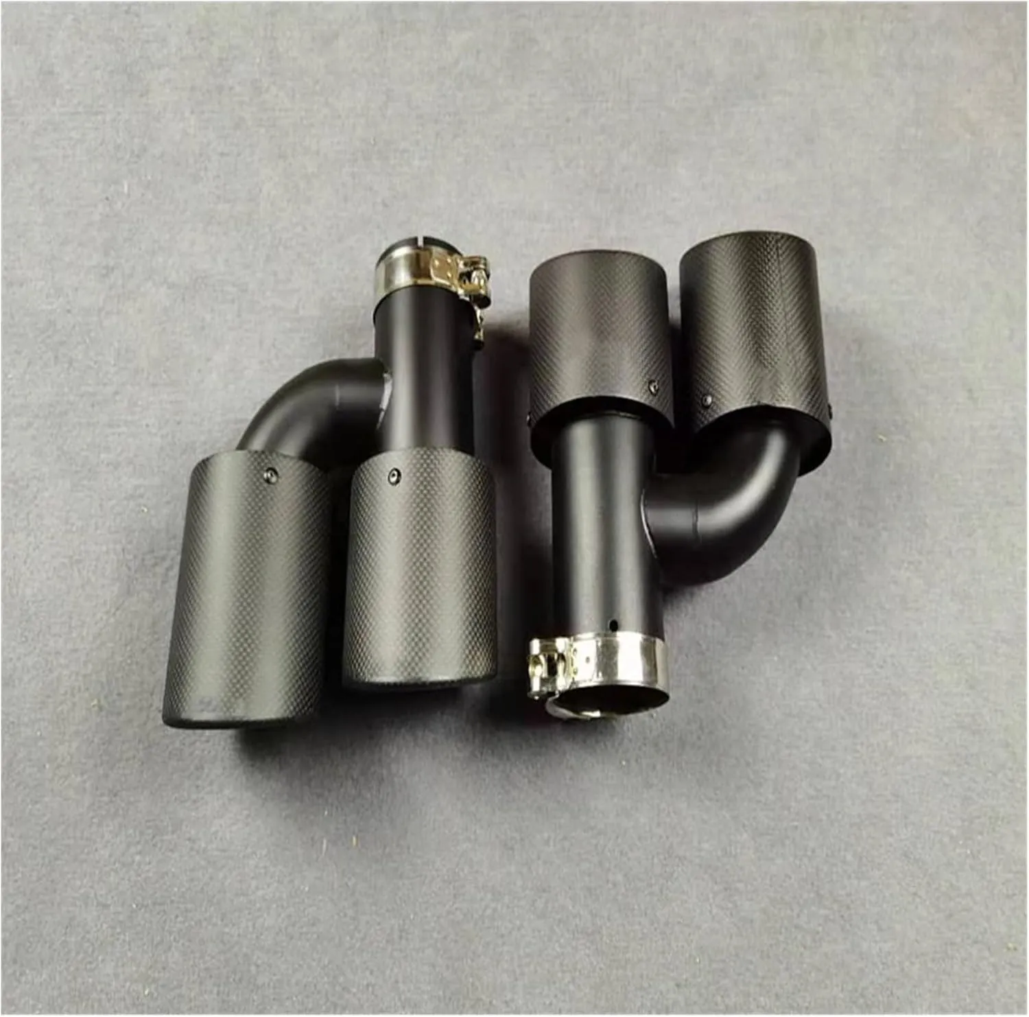 1 Pair H Model Dual Outlet For Akrapovic Exhaust Top Carbon Fiber 304 Stainless Steel Muffler Tip Nozzles TailTop Tail Throat(IN 54 OUT 76MM)