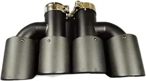1 Pair H Model Dual Outlet For Akrapovic Exhaust Top Carbon Fiber 304 Stainless Steel Muffler Tip Nozzles TailTop Tail Throat(IN 54 OUT 76MM)