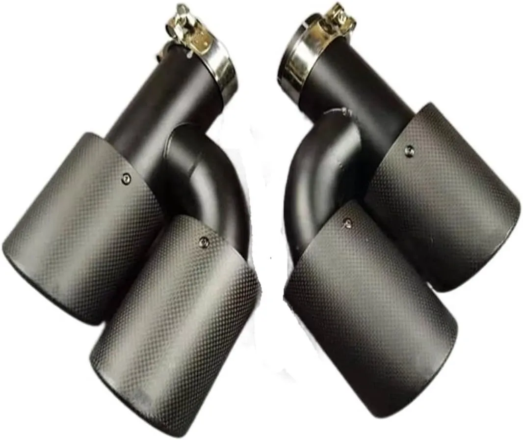 1 Pair H Model Dual Outlet For Akrapovic Exhaust Top Carbon Fiber 304 Stainless Steel Muffler Tip Nozzles TailTop Tail Throat(IN 54 OUT 76MM)