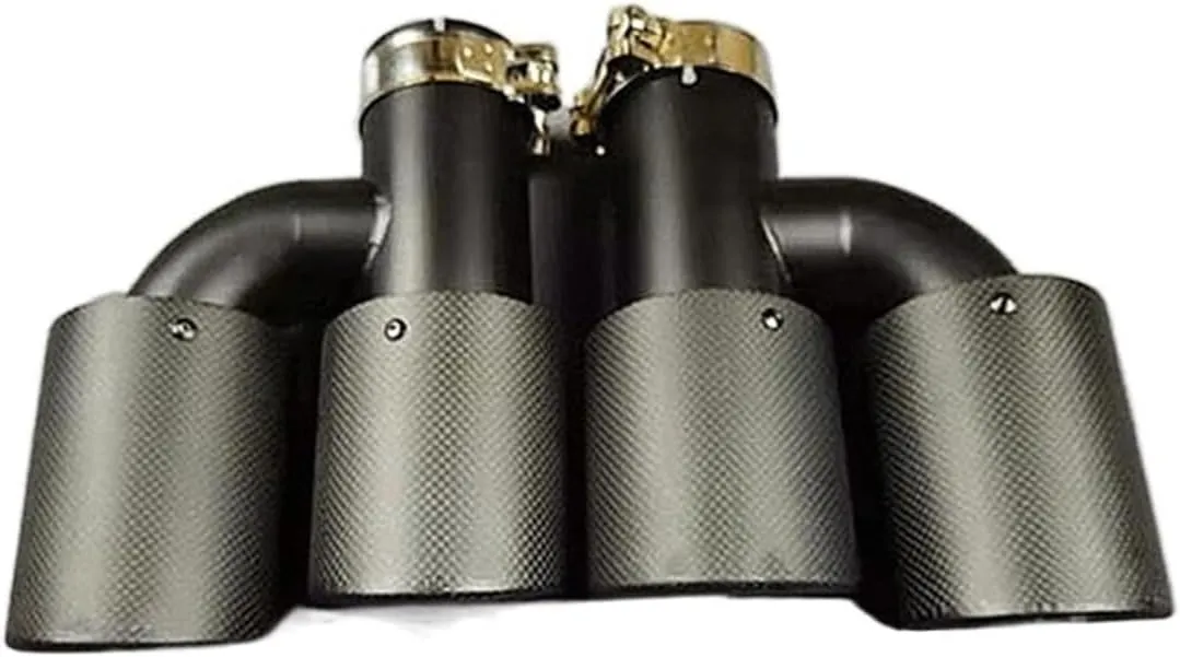 1 Pair H Model Dual Outlet For Akrapovic Exhaust Top Carbon Fiber 304 Stainless Steel Muffler Tip Nozzles TailTop Tail Throat(IN 54 OUT 76MM)