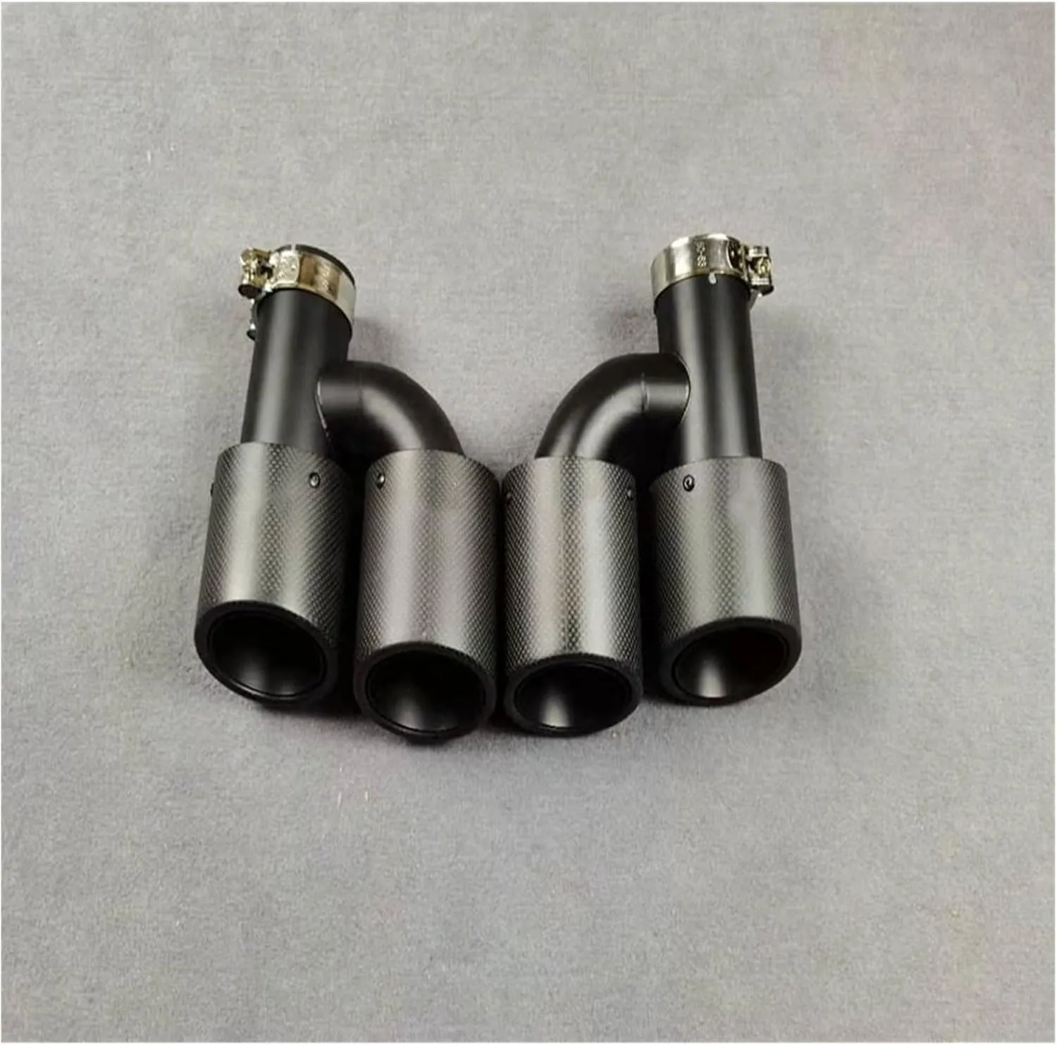 1 Pair H Model Dual Outlet For Akrapovic Exhaust Top Carbon Fiber 304 Stainless Steel Muffler Tip Nozzles TailTop Tail Throat(IN 54 OUT 76MM)