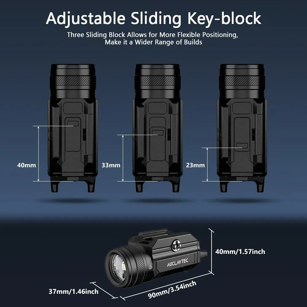 1200 Lumen Pistol Light Laser Combo Red Beam Tactical Flashlight, Pistol Flashlight Adjustable Slide Locating Keys for Picatinny