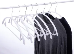 16.5 Inch Pack of 20 White No Shoulder Bumps Non-Slip Rubber Coating Contour Metal Hangers, Sweater Hanger, Suit Hanger with Pants Bar