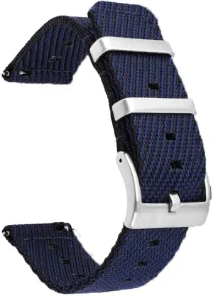 18/20/22/24mm Woven Nylon Strap Stainless Steel Buckle Quick Release Men Women Diagonal Stripe Replacement Watch Band