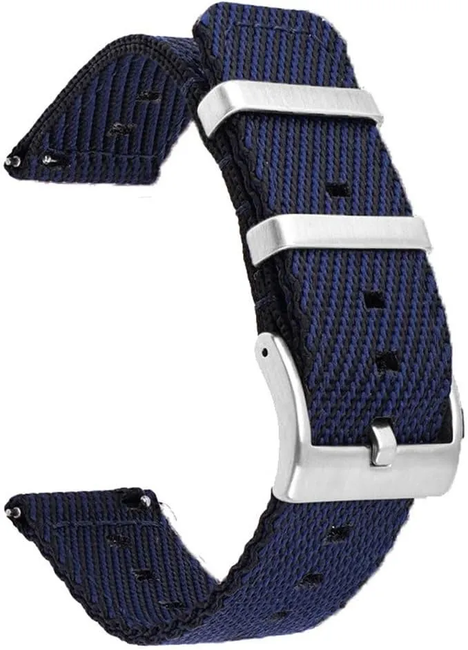 18/20/22/24mm Woven Nylon Strap Stainless Steel Buckle Quick Release Men Women Diagonal Stripe Replacement Watch Band