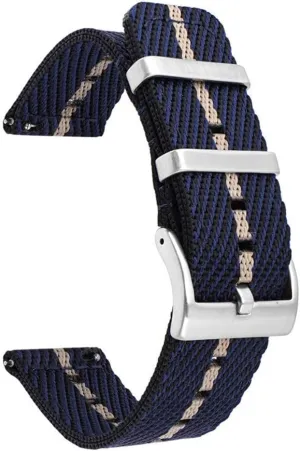 18/20/22/24mm Woven Nylon Strap Stainless Steel Buckle Quick Release Men Women Diagonal Stripe Replacement Watch Band