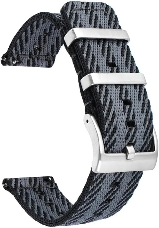 18/20/22/24mm Woven Nylon Strap Stainless Steel Buckle Quick Release Men Women Diagonal Stripe Replacement Watch Band