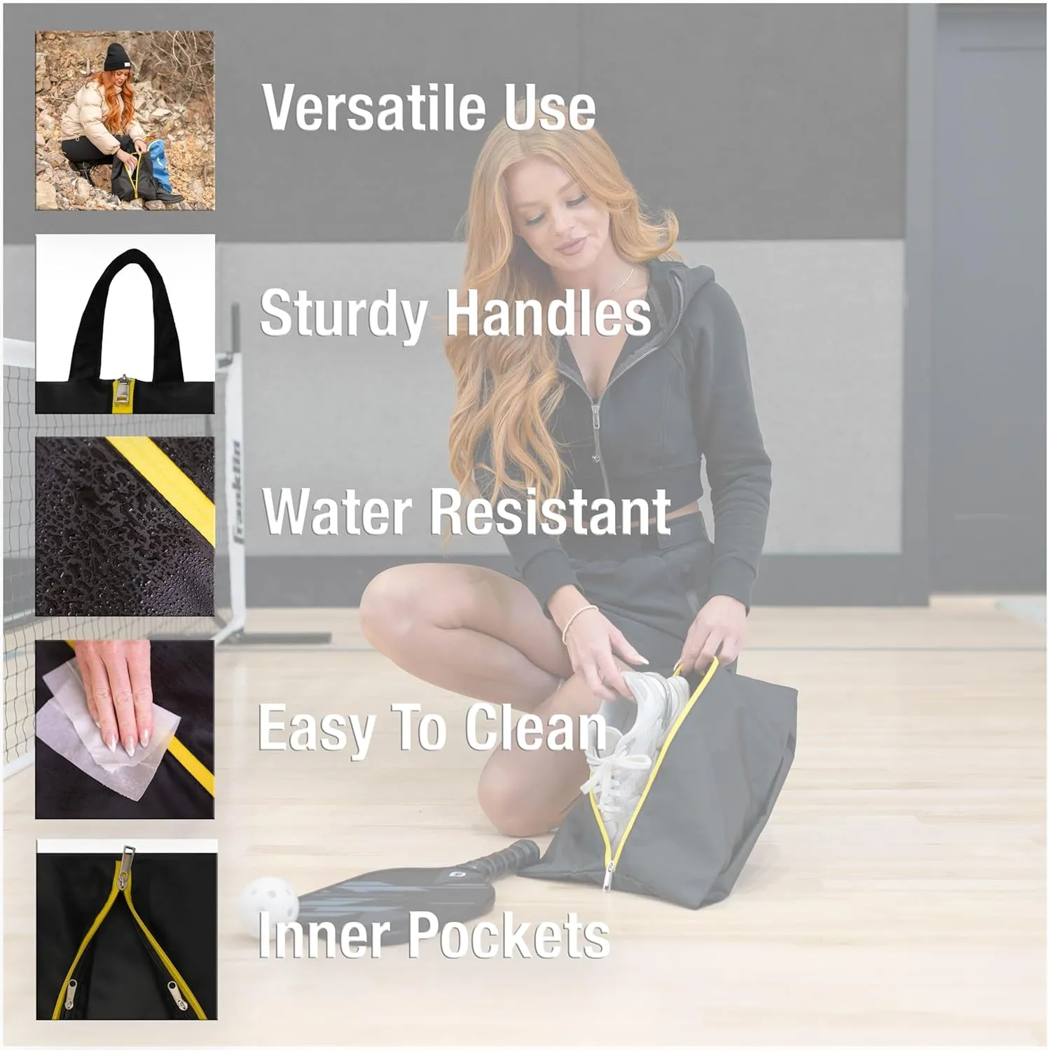 2 Pack Water Resistant Travel Shoe Bags with 2 Inner Pockets - Shoe Carrier Storage Cube Pouch with Zipper & Handle - Portable Shoe Bag for Gym, Traveling, Dance, Cross Country- Black & Grey
