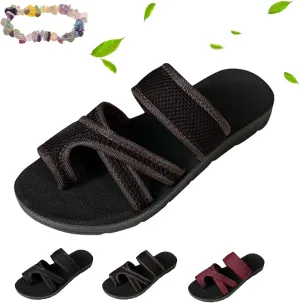 2024Women's Hollow Mesh Slide Sandals,Summer Comfy Non Slip Breathable Flat Loop Toe Shoes,Casual Sandals for Women