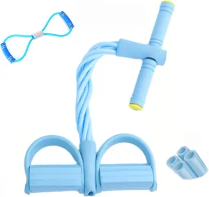 21 Fitness Resistance Bands-4 Tube Pedal Ankle Puller, 2025 New Upgrade Stretch Bands for Sit Up Exercise Equipment, AB Training Auxiliary Device Workout Equipment for Women Men
