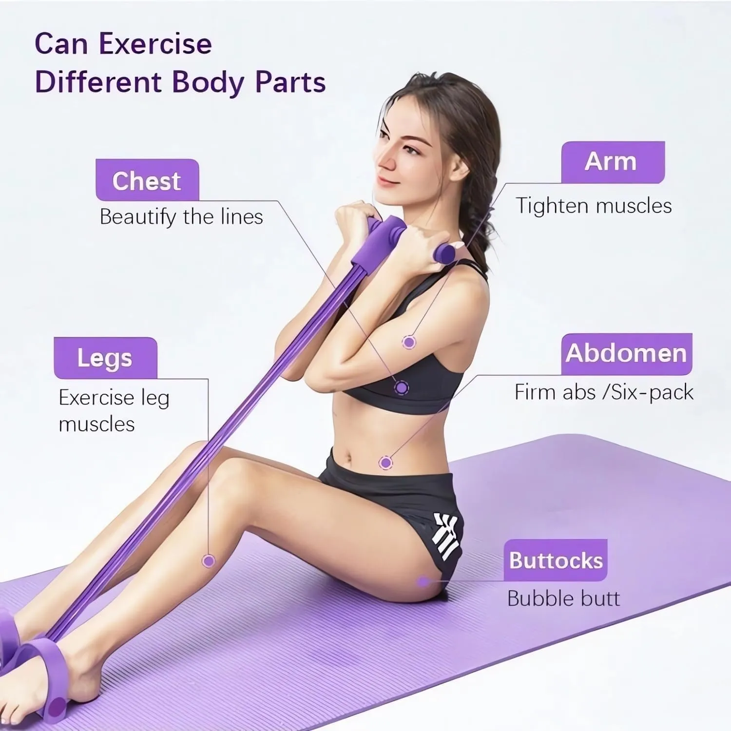 21 Fitness Resistance Bands-4 Tube Pedal Ankle Puller, 2025 New Upgrade Stretch Bands for Sit Up Exercise Equipment, AB Training Auxiliary Device Workout Equipment for Women Men