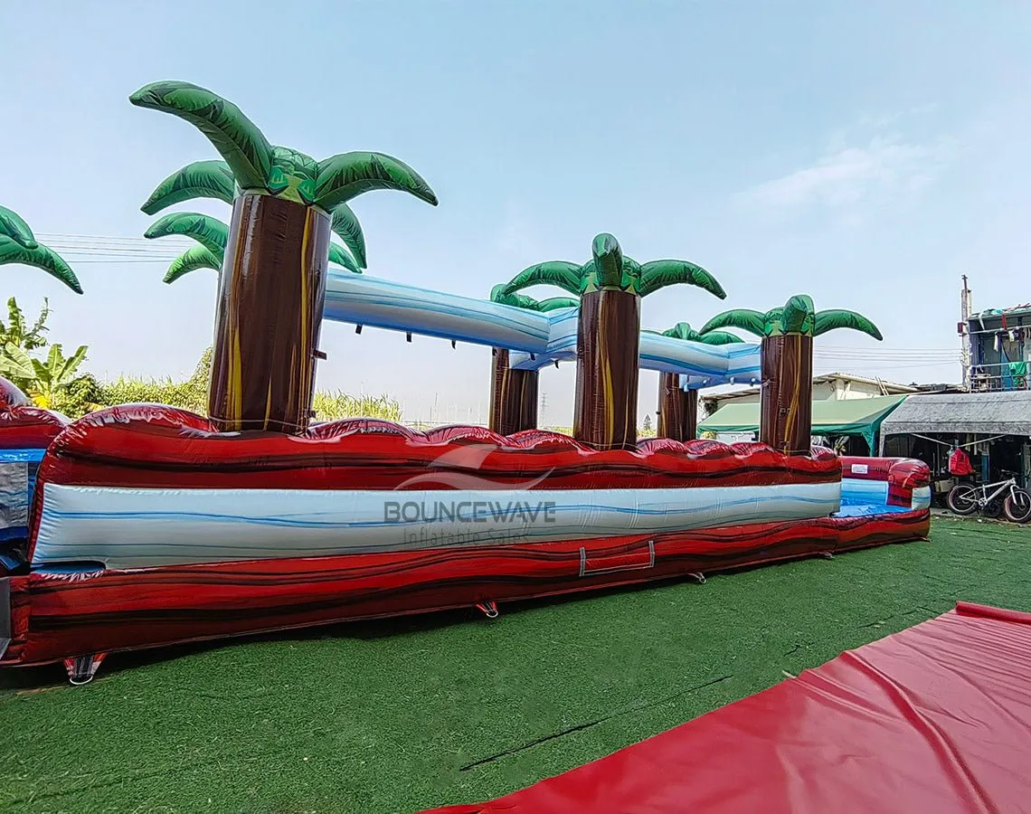 22ft Crimson Bay Single Lane Inflatable Water Slide With Slip & Slide