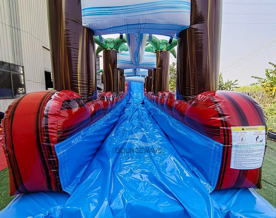 22ft Crimson Bay Single Lane Inflatable Water Slide With Slip & Slide