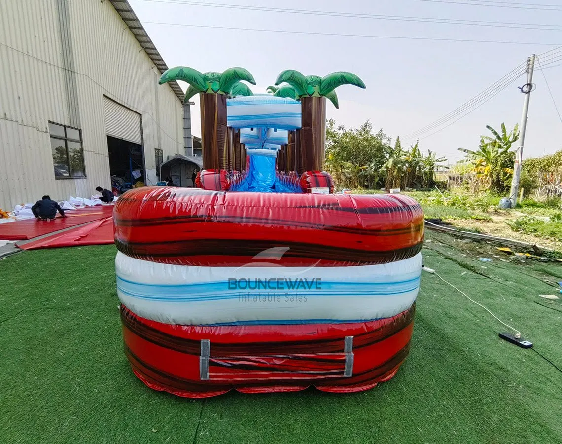22ft Crimson Bay Single Lane Inflatable Water Slide With Slip & Slide