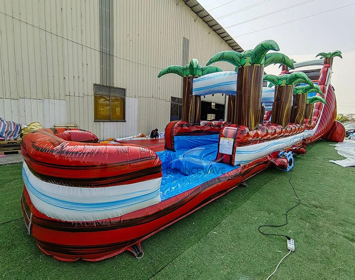 22ft Crimson Bay Single Lane Inflatable Water Slide With Slip & Slide