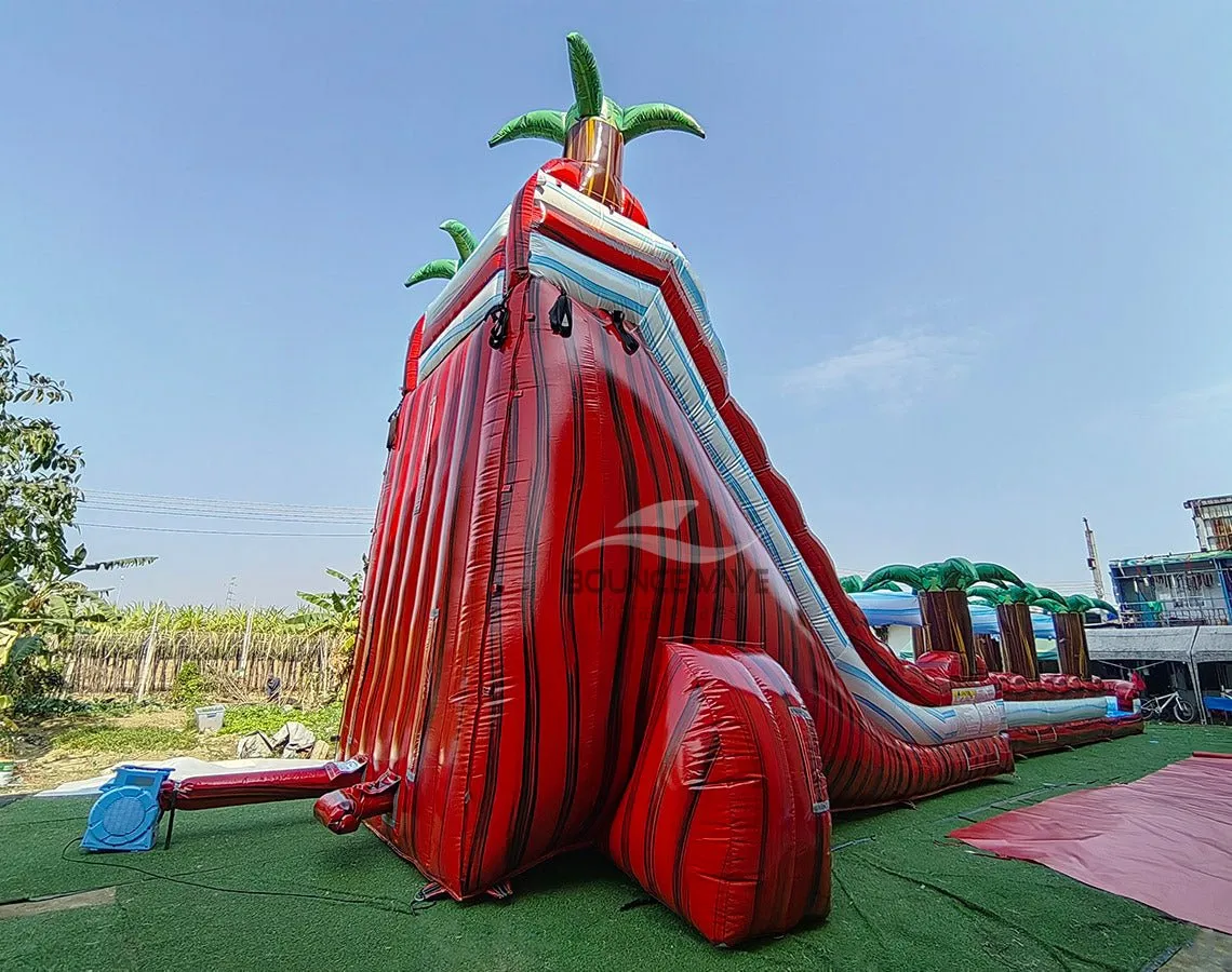 22ft Crimson Bay Single Lane Inflatable Water Slide With Slip & Slide