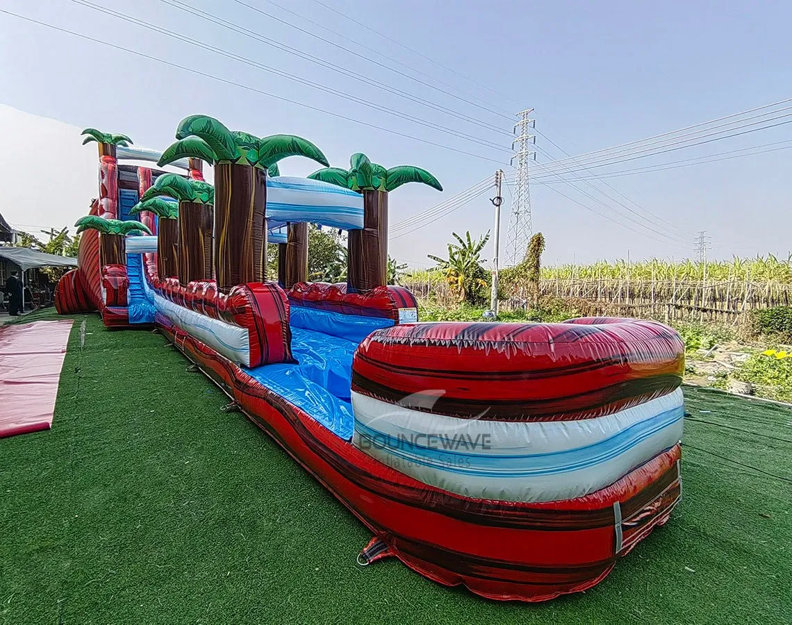 22ft Crimson Bay Single Lane Inflatable Water Slide With Slip & Slide