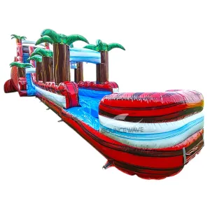 22ft Crimson Bay Single Lane Inflatable Water Slide With Slip & Slide