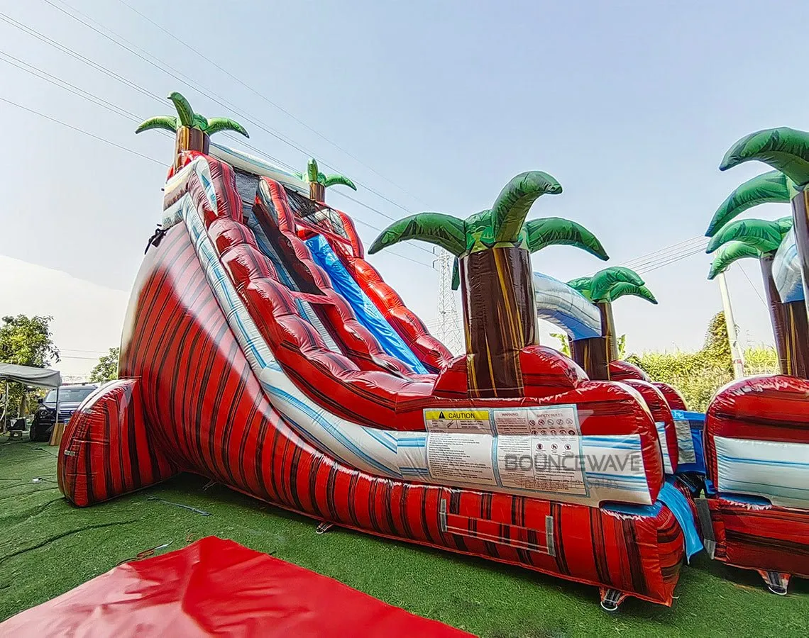 22ft Crimson Bay Single Lane Inflatable Water Slide With Slip & Slide