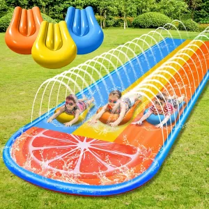 22ft Water Slides and 3 Bodyboards, Inflatable Slides for Kids Backyard, Summer Slip and Slide for Kids Ages, Blow Up Waterslides Water Fun for Outdoor
