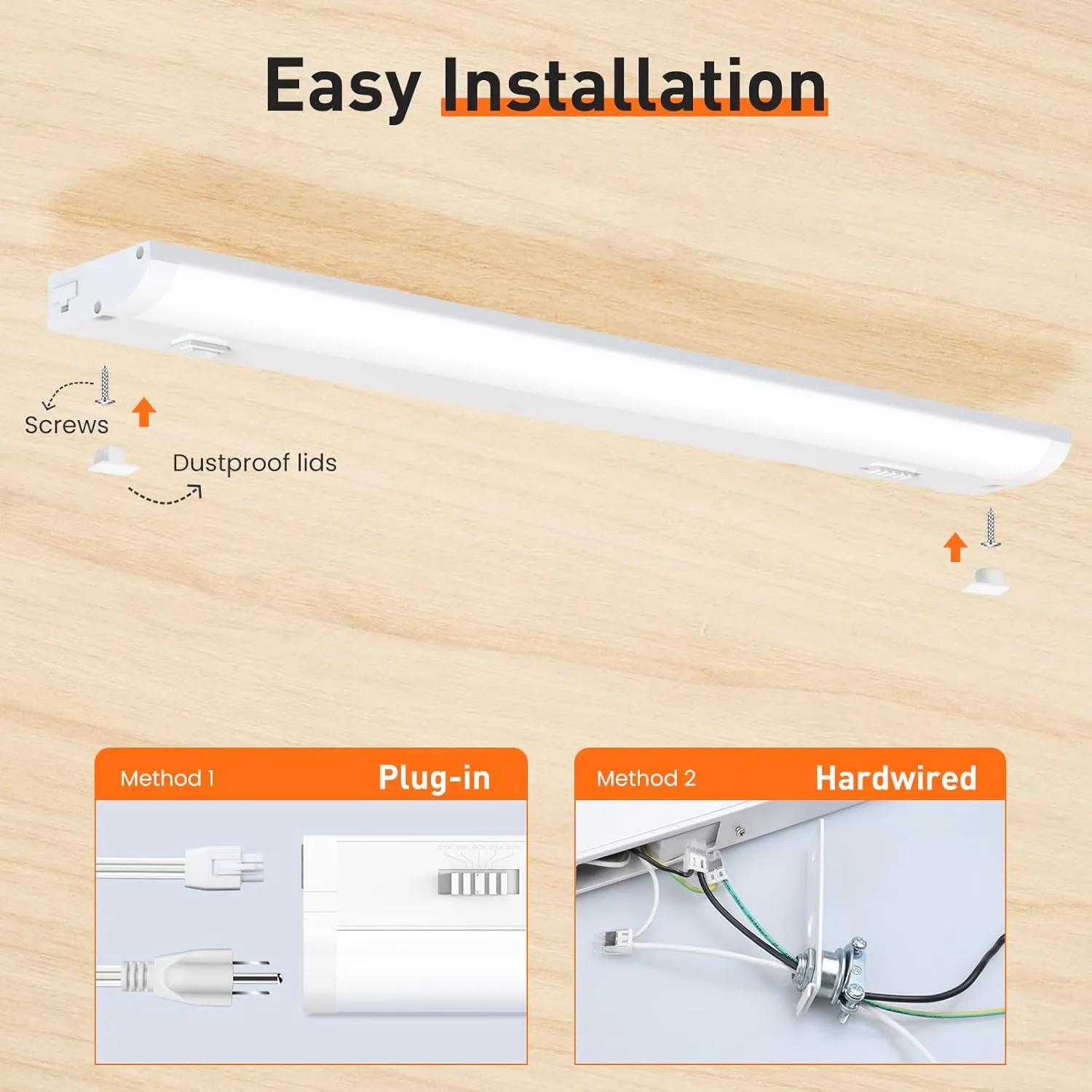 24 Inch LED Under Cabinet Lighting Hardwired Plug in, 5CCT Color Selectable 2700K/3000K/3500K/4000K/5000K Dimmable, Linkable 15W 1350LM Under Counter Lights for Kitchen, 2 Pack