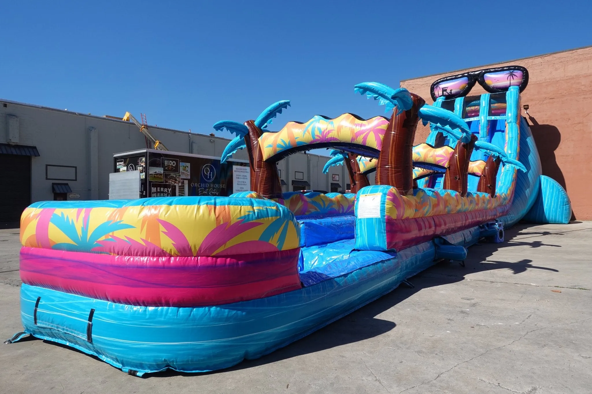 24ft Island Flow Dual Lane 2pc Commercial Water Slide with Inflatable Slip & Slide