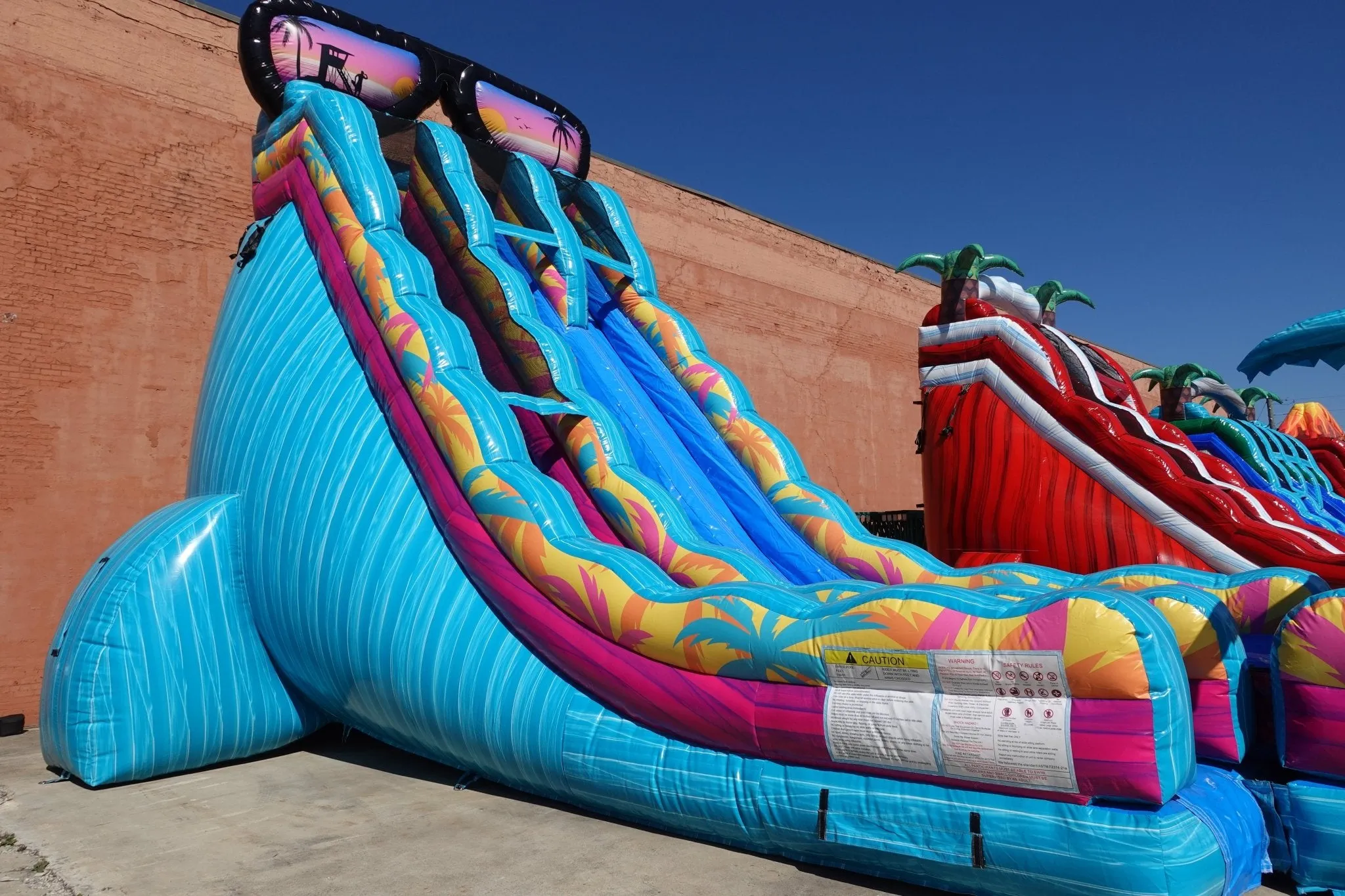 24ft Island Flow Dual Lane 2pc Commercial Water Slide with Inflatable Slip & Slide