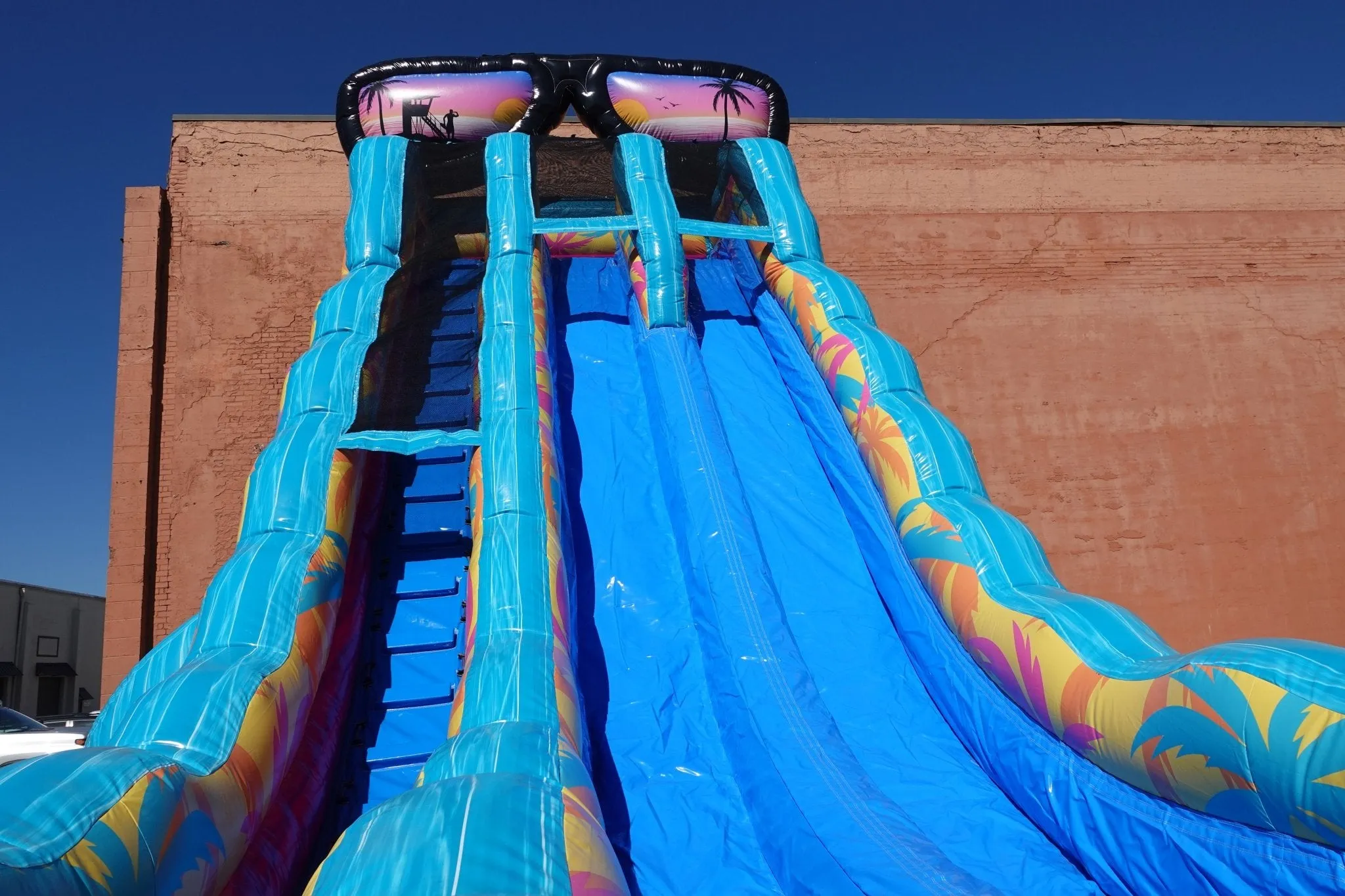 24ft Island Flow Dual Lane 2pc Commercial Water Slide with Inflatable Slip & Slide