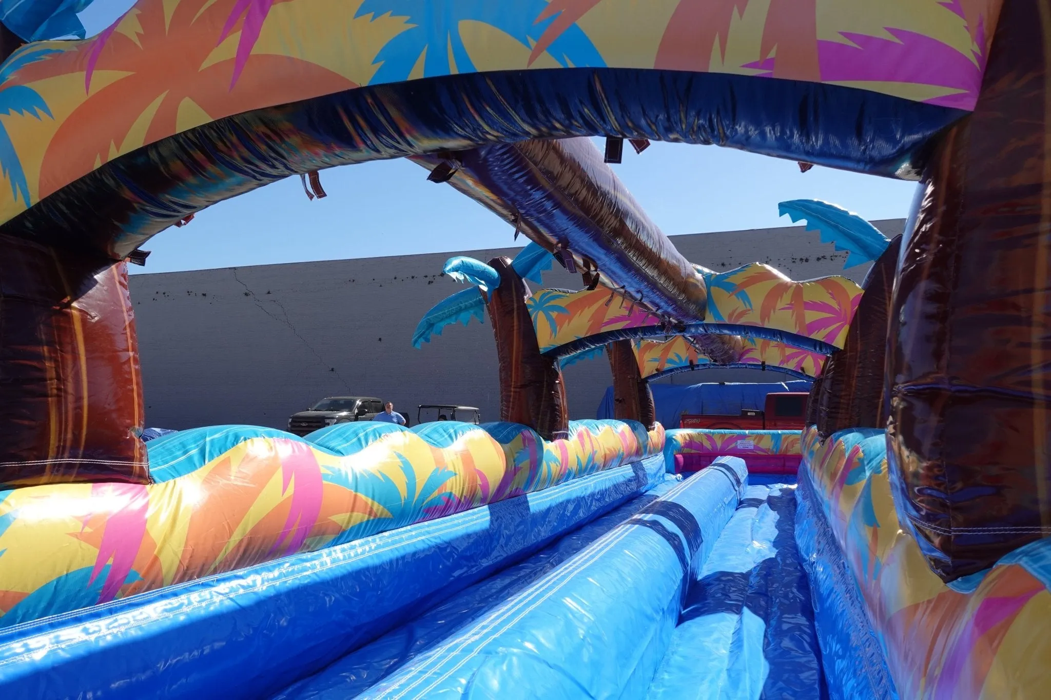 24ft Island Flow Dual Lane 2pc Commercial Water Slide with Inflatable Slip & Slide