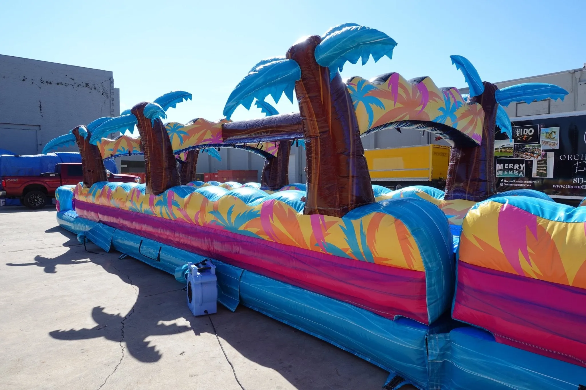24ft Island Flow Dual Lane 2pc Commercial Water Slide with Inflatable Slip & Slide