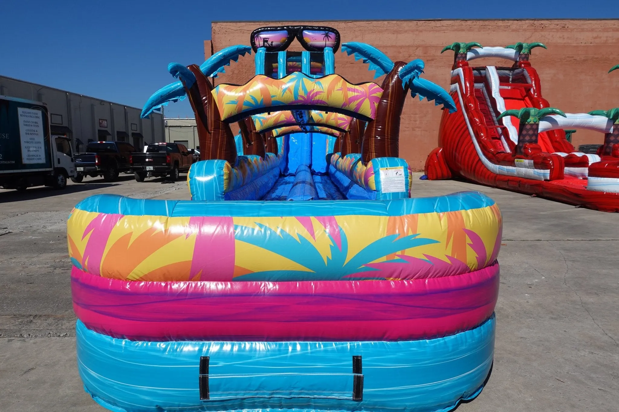 24ft Island Flow Dual Lane 2pc Commercial Water Slide with Inflatable Slip & Slide