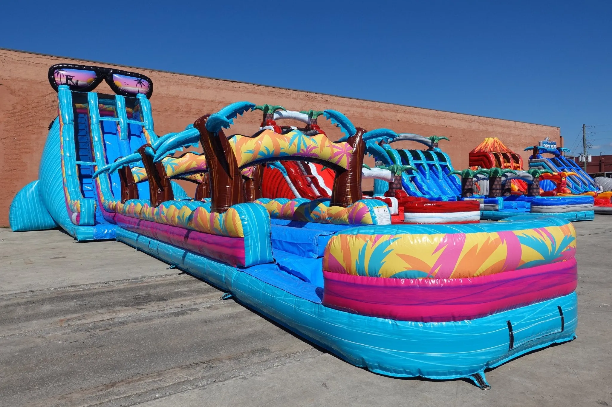 24ft Island Flow Dual Lane 2pc Commercial Water Slide with Inflatable Slip & Slide