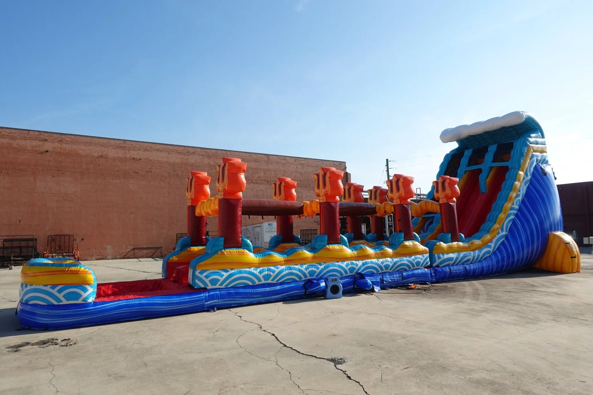 24ft Poseidon Plunge Dual Lane 2pc Commercial Water Slide with Inflatable Slip & Slide