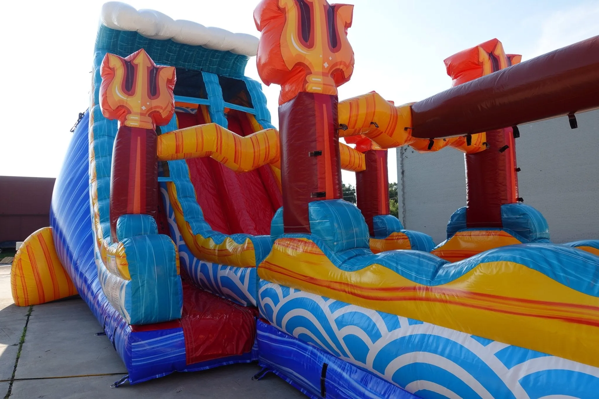 24ft Poseidon Plunge Dual Lane 2pc Commercial Water Slide with Inflatable Slip & Slide