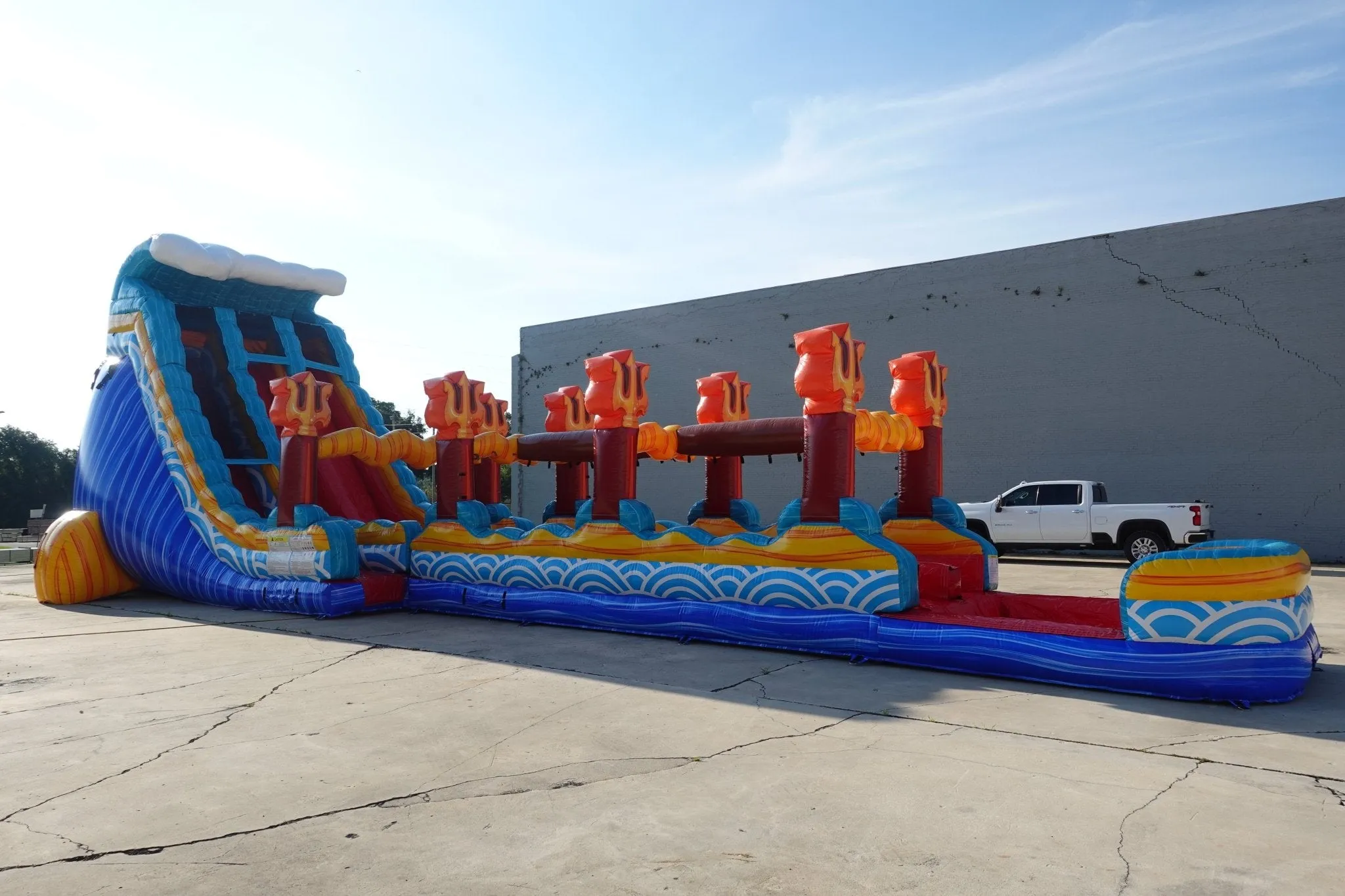 24ft Poseidon Plunge Dual Lane 2pc Commercial Water Slide with Inflatable Slip & Slide
