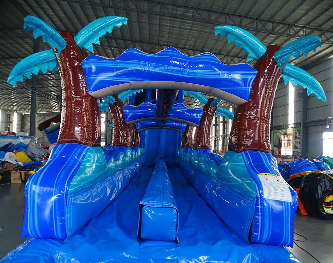 24ft South Beach Dual Lane 2pc Commercial Water Slide with Inflatable Slip & Slide