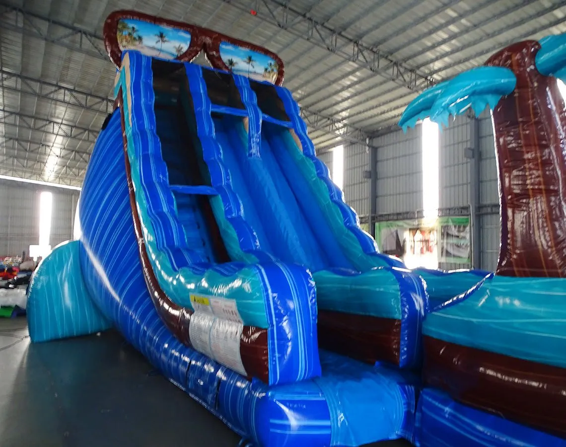 24ft South Beach Dual Lane 2pc Commercial Water Slide with Inflatable Slip & Slide