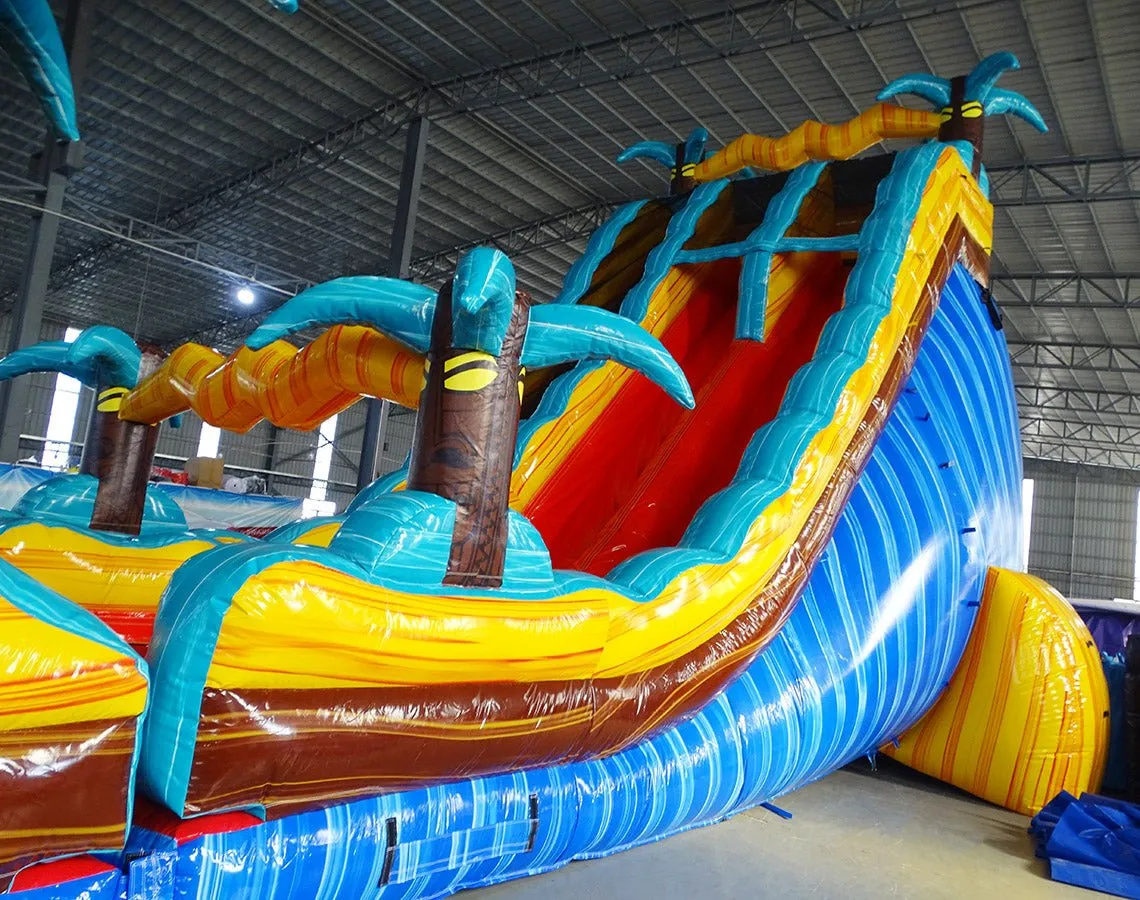 24ft Tropic Shock Dual Lane Commercial Water Slide with Inflatable Slip & Slide