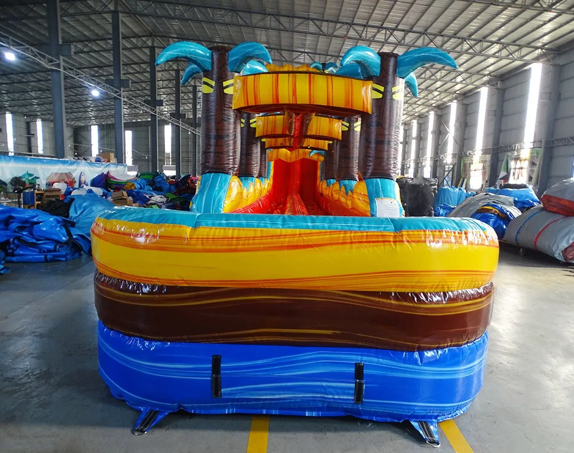24ft Tropic Shock Dual Lane Commercial Water Slide with Inflatable Slip & Slide