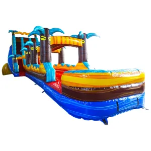 24ft Tropic Shock Dual Lane Commercial Water Slide with Inflatable Slip & Slide