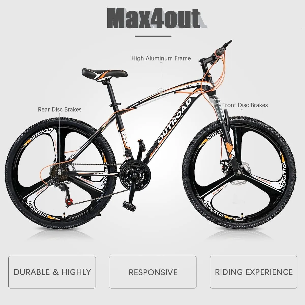 26 Inch Mountain Bike, Aluminum Frame, 21-Speed Dual Disc Brake Bicycle with Lock-Out Suspension Fork, Nomal Wheels Bicycles for Men and Women