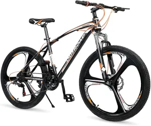 26 Inch Mountain Bike, Aluminum Frame, 21-Speed Dual Disc Brake Bicycle with Lock-Out Suspension Fork, Nomal Wheels Bicycles for Men and Women