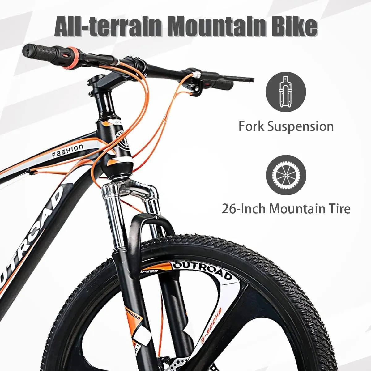 26 Inch Mountain Bike, Aluminum Frame, 21-Speed Dual Disc Brake Bicycle with Lock-Out Suspension Fork, Nomal Wheels Bicycles for Men and Women