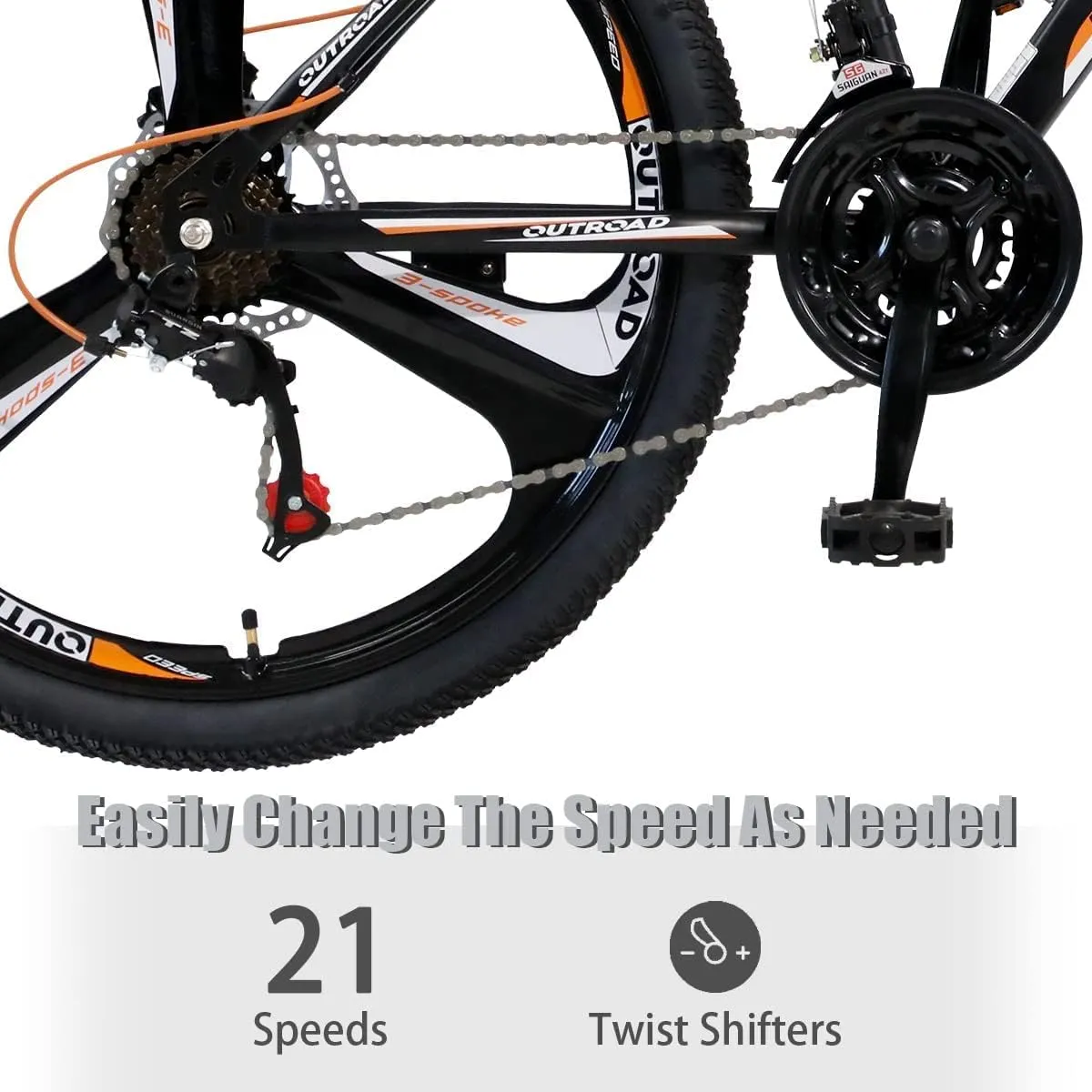 26 Inch Mountain Bike, Aluminum Frame, 21-Speed Dual Disc Brake Bicycle with Lock-Out Suspension Fork, Nomal Wheels Bicycles for Men and Women
