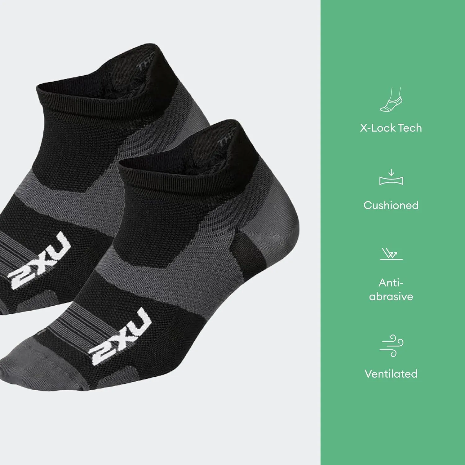 2XU Unisex Vectr Ultralight No Show Socks Black/Titanium