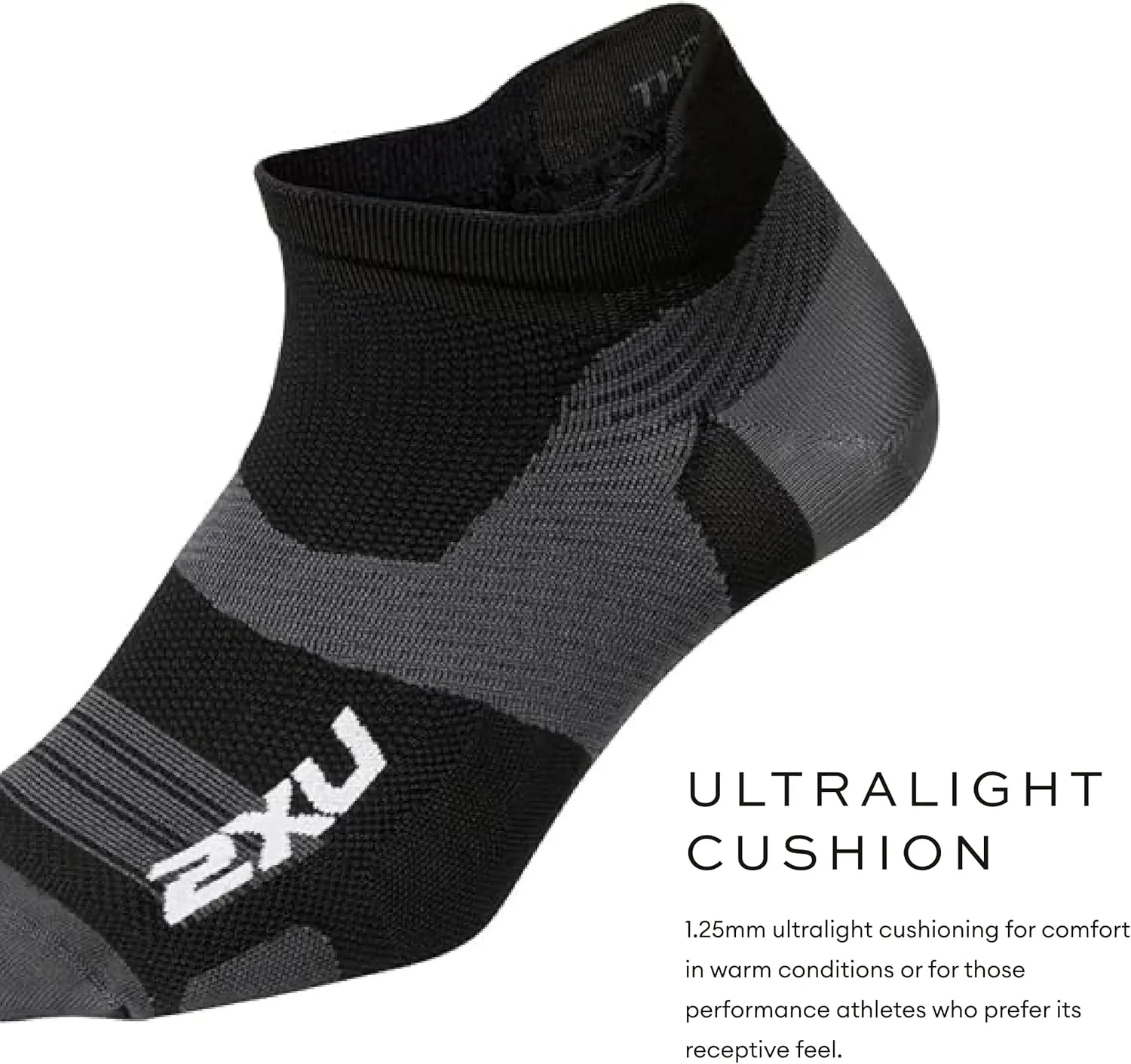 2XU Unisex Vectr Ultralight No Show Socks Black/Titanium