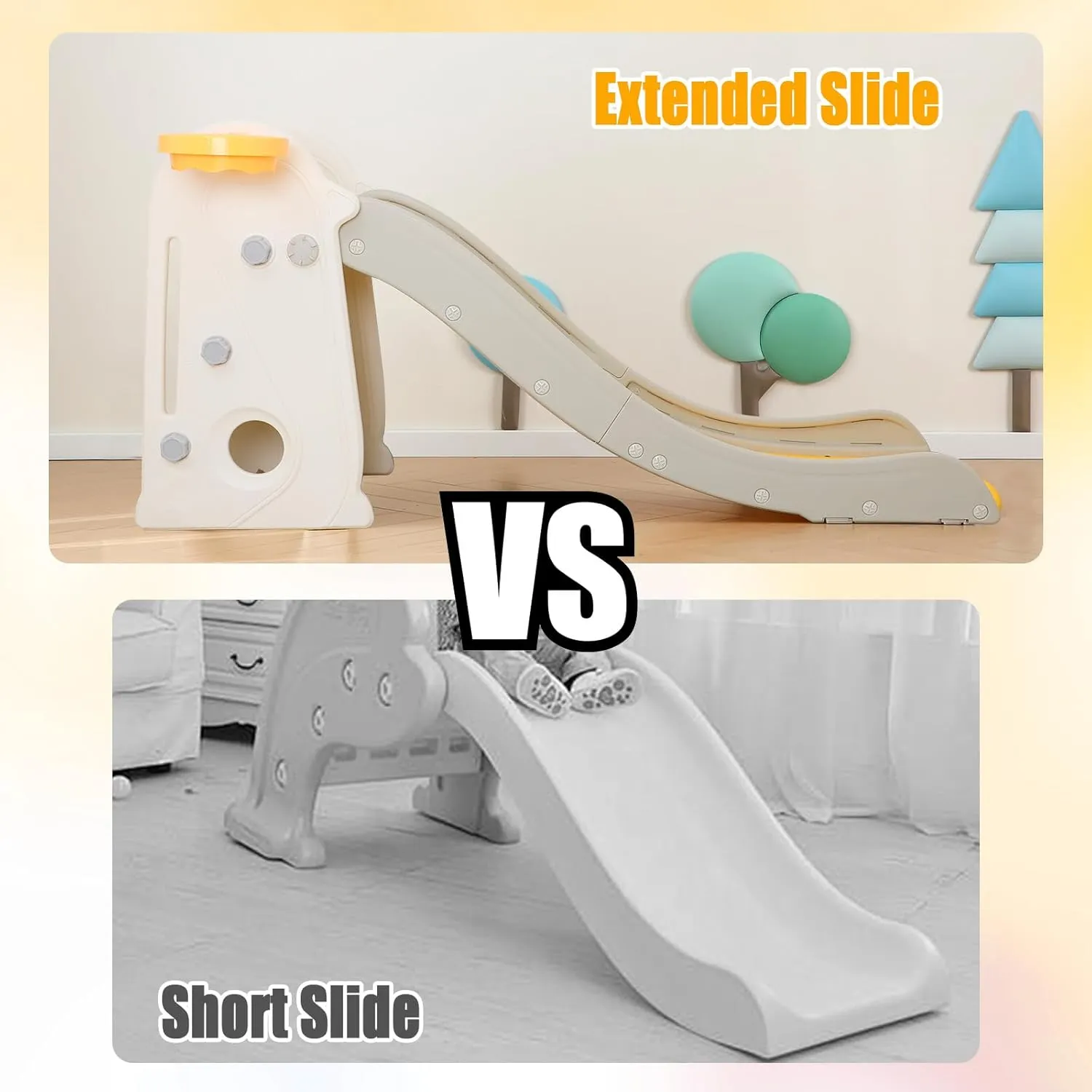 3 in 1 Toddler Slide for Toddler&Kids,Kids Climber Slider for Indoor Outdoor,Extra Long Slipping Slope,Playground with Basketball Hoop,Slide for Toddler Climber Playset,Anti-Slip