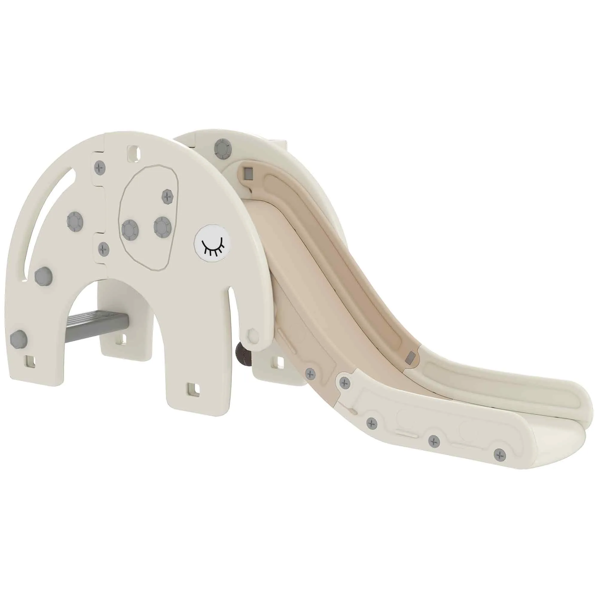 3 in 1 Toddler Slide with Basketball Hoop, Climber, for 1-3 Years Old, Elephant-themed