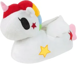 3D Cartoon Unicorn Animal Novelty Soft Plush Women's Slip-On Slippers White